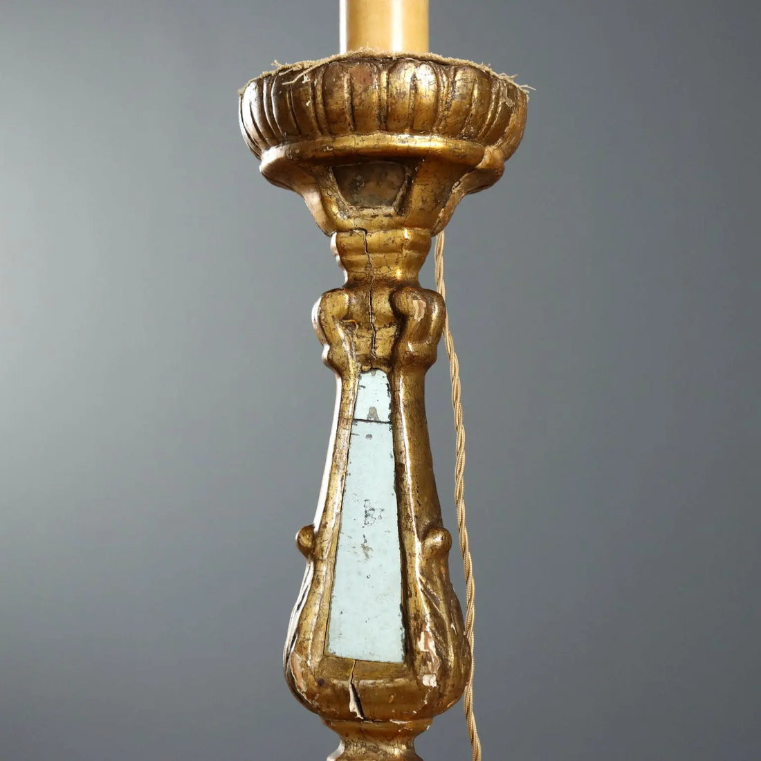 Antique Candelabra Carved Gilded Wood XVIII Century