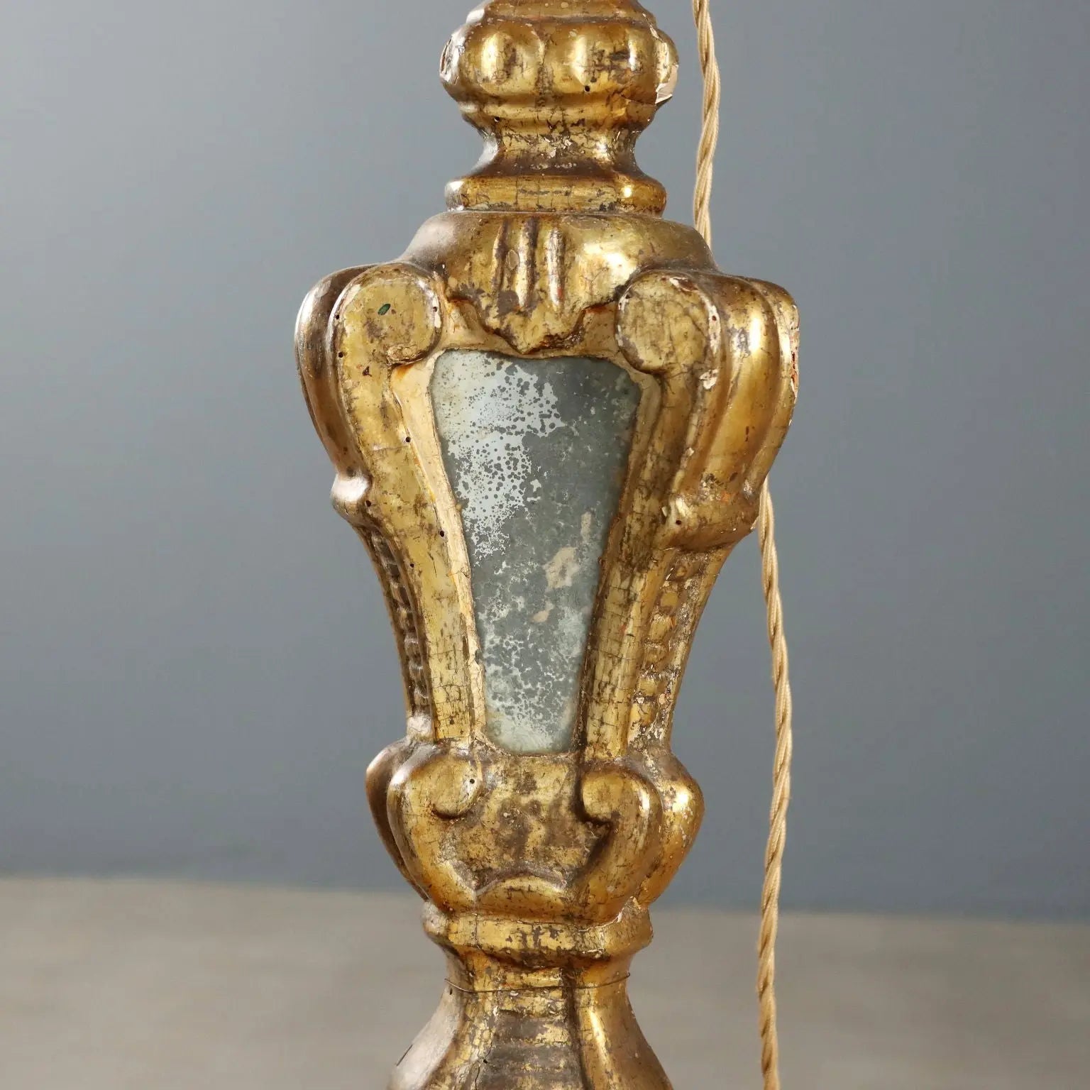 Antique Candelabra Carved Gilded Wood XVIII Century