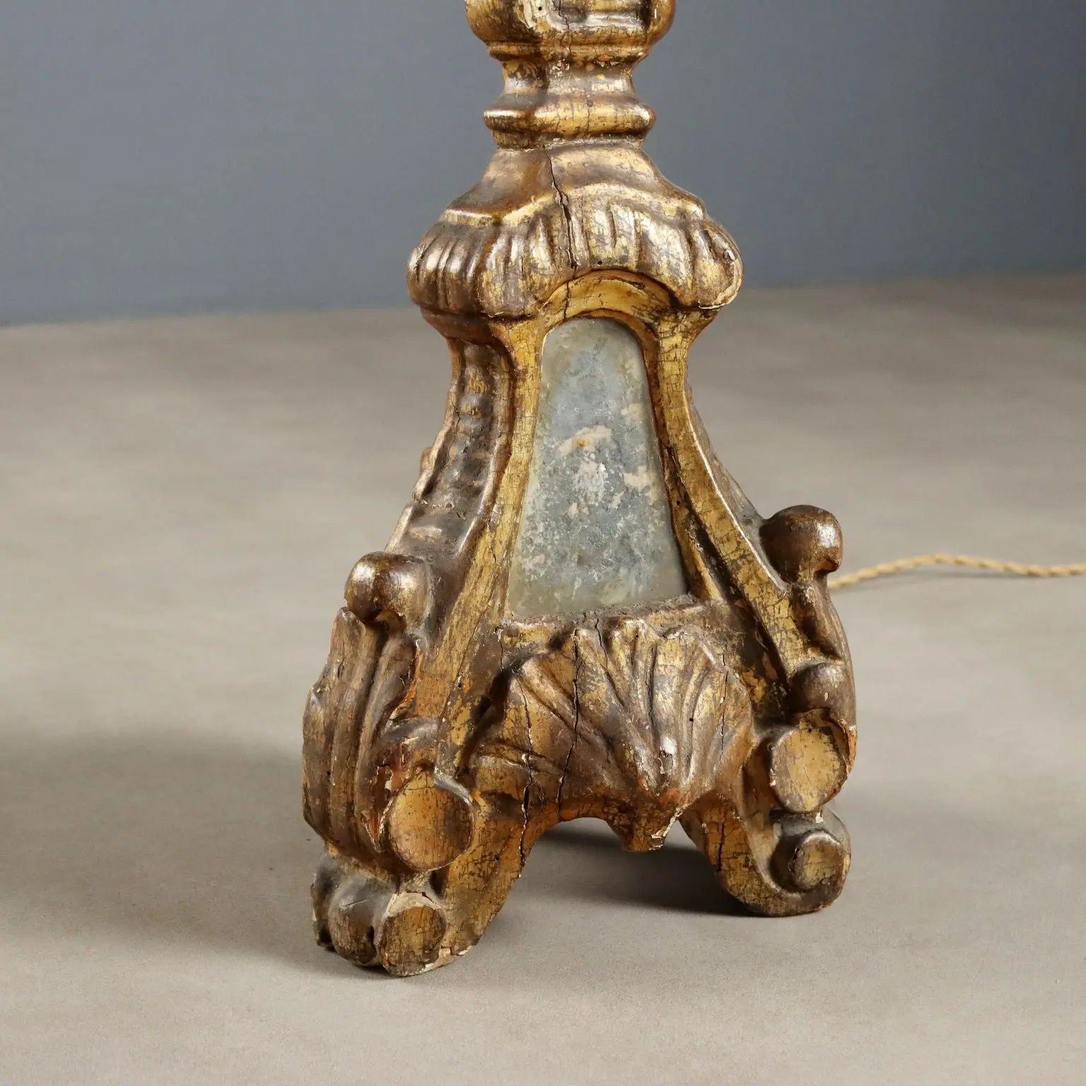 Antique Candelabra Carved Gilded Wood XVIII Century