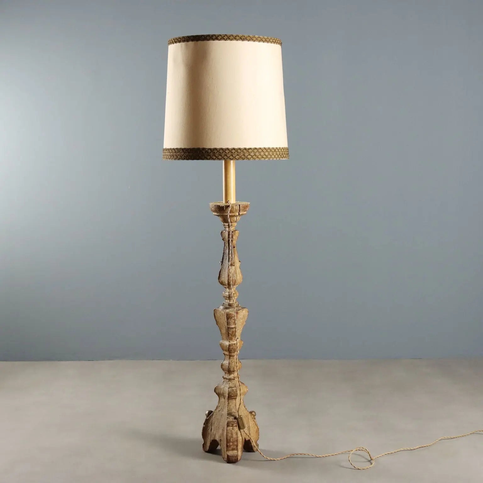 Antique Candelabra Carved Gilded Wood XVIII Century