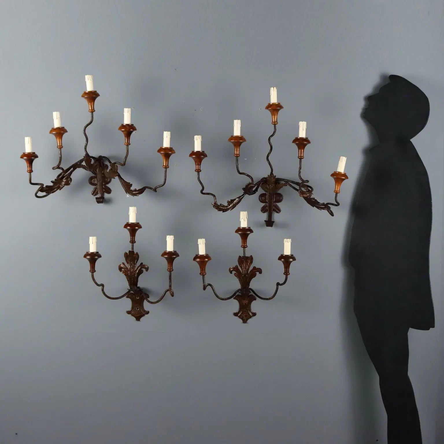 Antique Wall Lamps Iron Metal Italy XIX Century