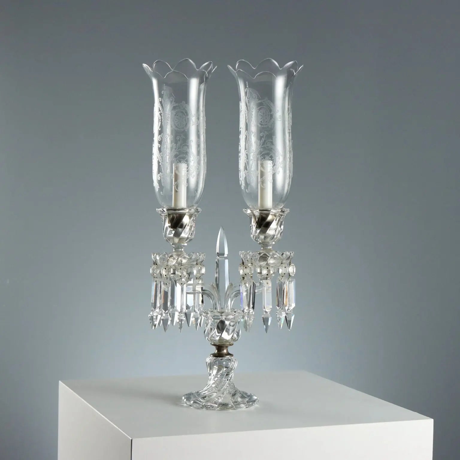 Antique Table Lamp Bohemian Crystal Italy XX Century