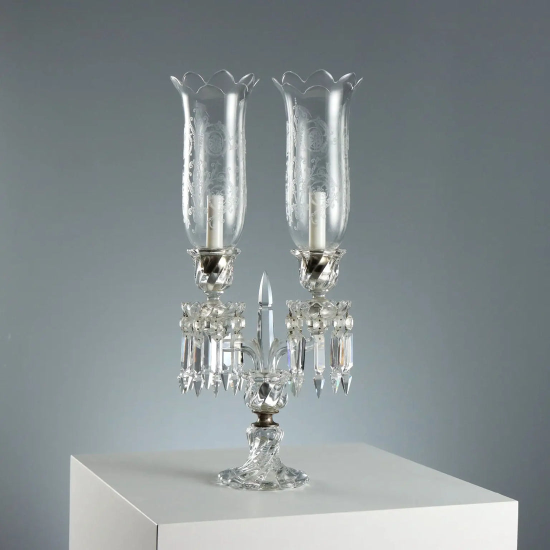 Antique Table Lamp Bohemian Crystal Italy XX Century