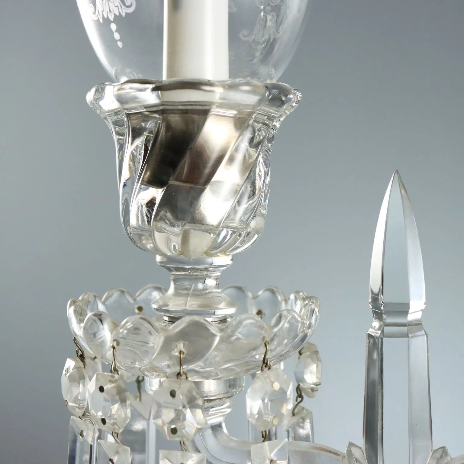 Antique Table Lamp Bohemian Crystal Italy XX Century