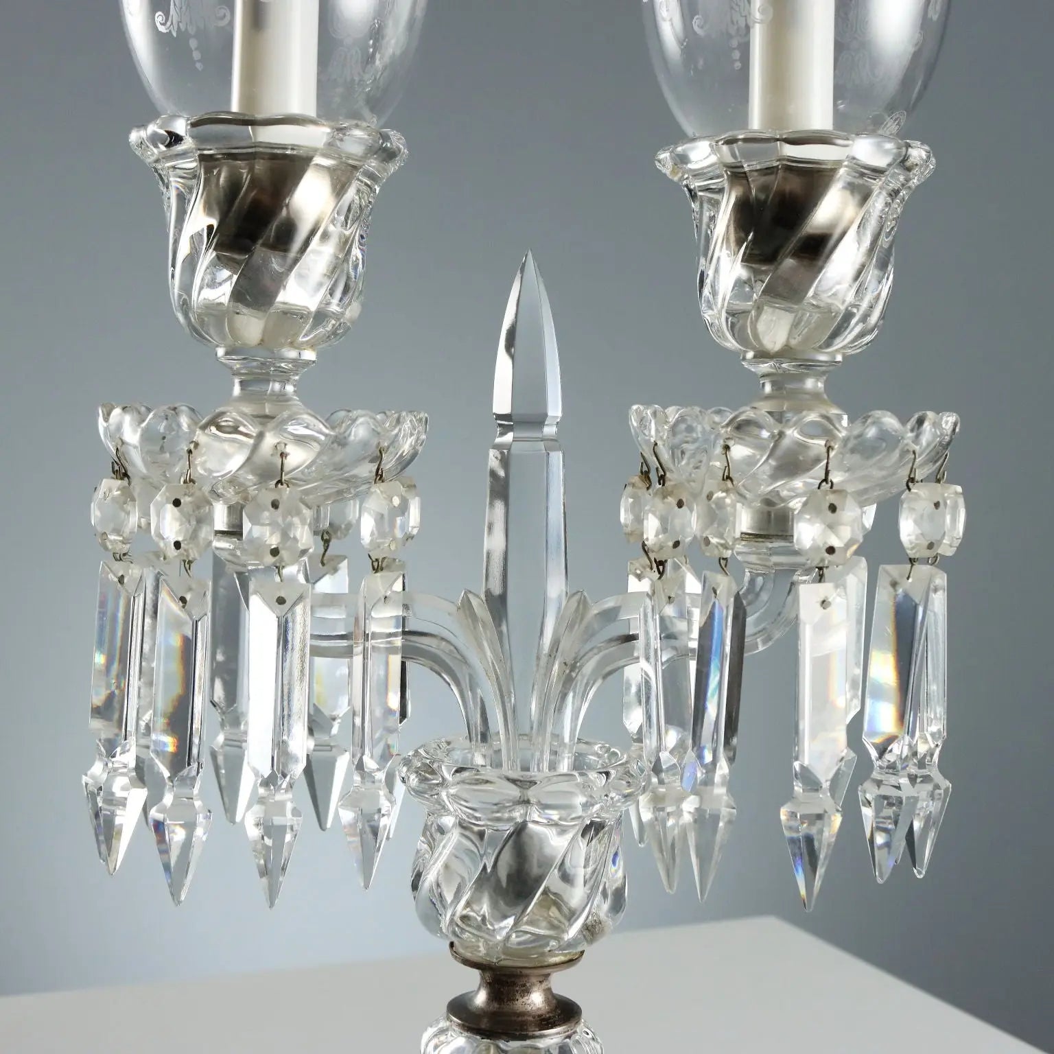 Antique Table Lamp Bohemian Crystal Italy XX Century