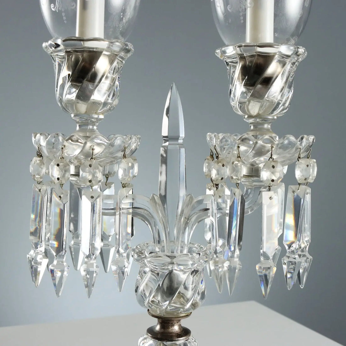Antique Table Lamp Bohemian Crystal Italy XX Century