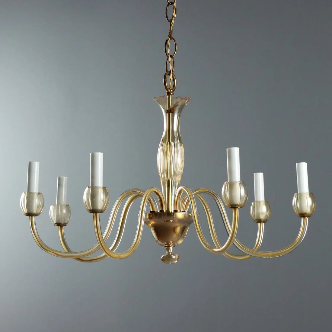 Antique Venetian Chandelier Blown Glass 7 Lights Italy XX Century