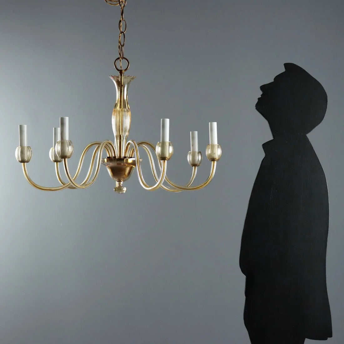 Antique Venetian Chandelier Blown Glass 7 Lights Italy XX Century