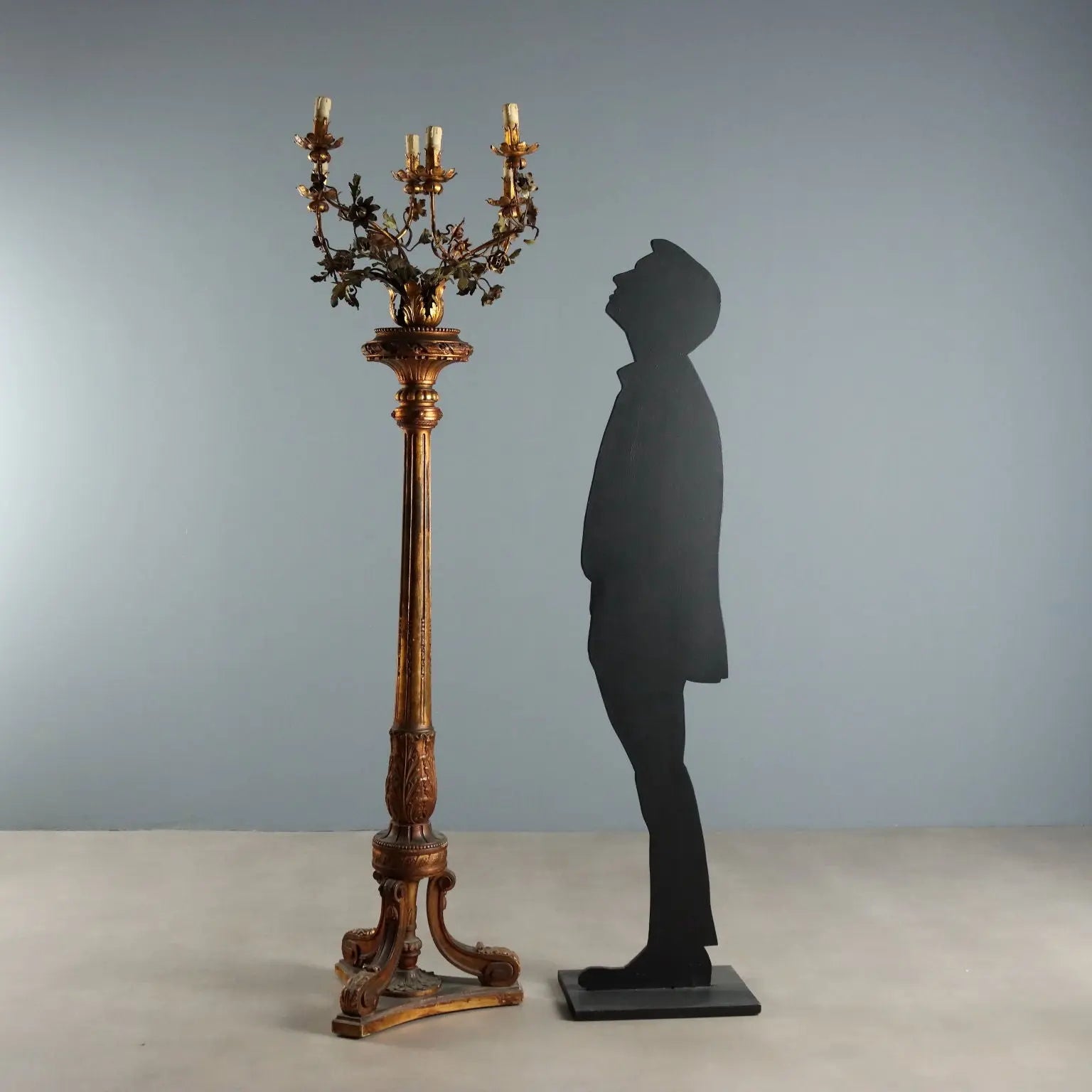 Antique Candelabra Neoclassical Wood Iron Italy XIX Century