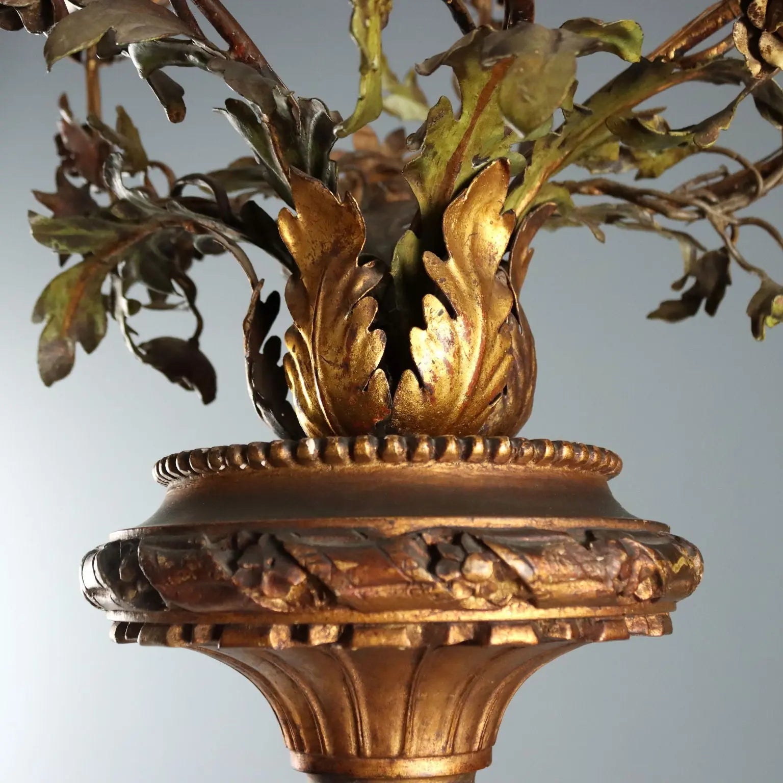 Antique Candelabra Neoclassical Wood Iron Italy XIX Century