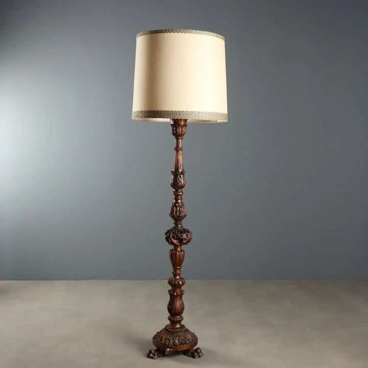 Antique Candelabra Carved Wood Italy XX Century