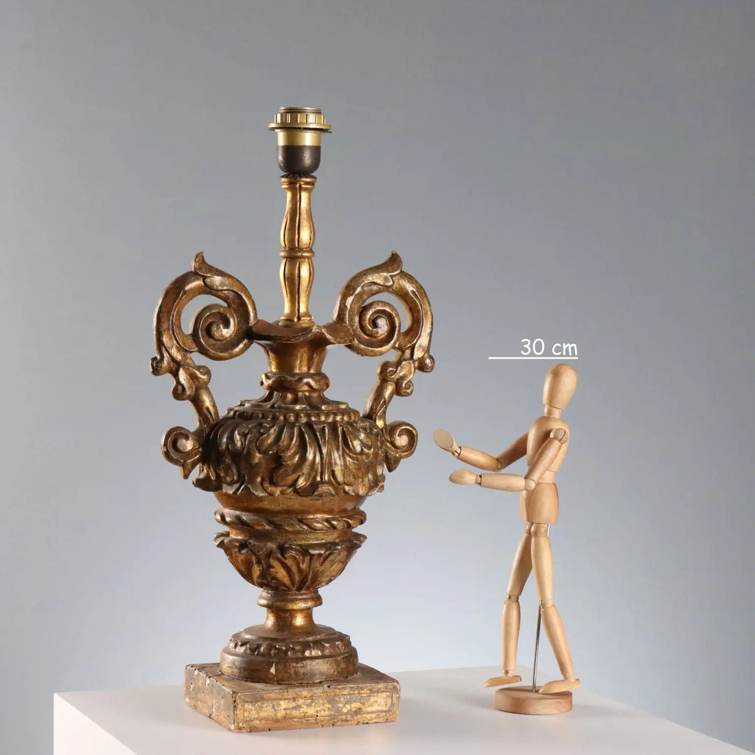 Antique Vase Shaped Lamp Neoclassical Gilded Wood XIX Century