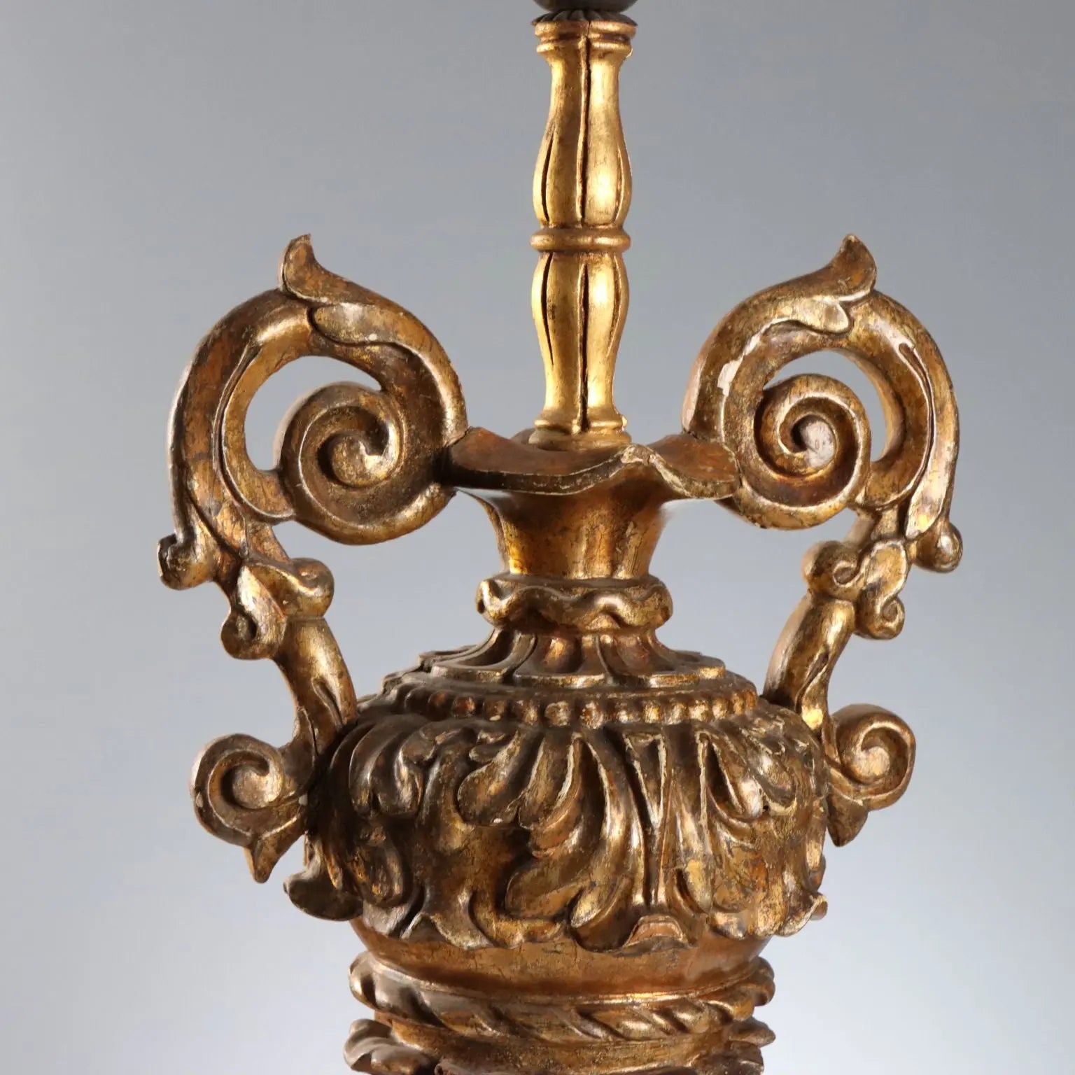 Antique Vase Shaped Lamp Neoclassical Gilded Wood XIX Century