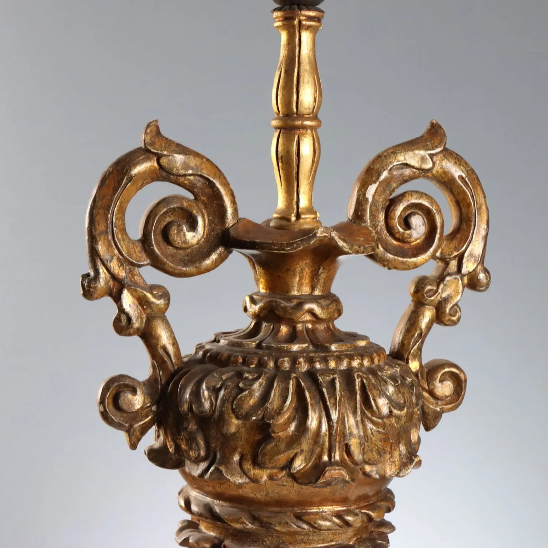 Antique Vase Shaped Lamp Neoclassical Gilded Wood XIX Century
