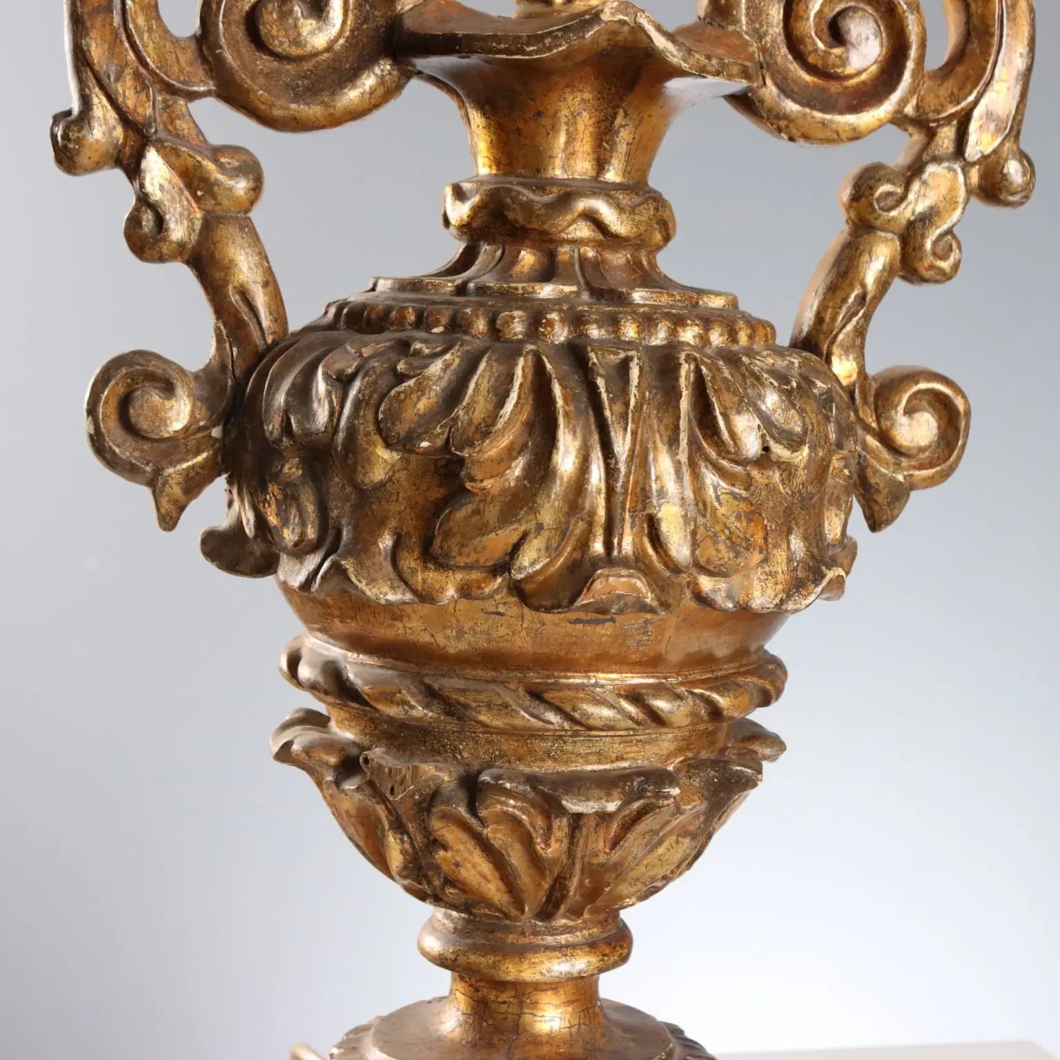 Antique Vase Shaped Lamp Neoclassical Gilded Wood XIX Century