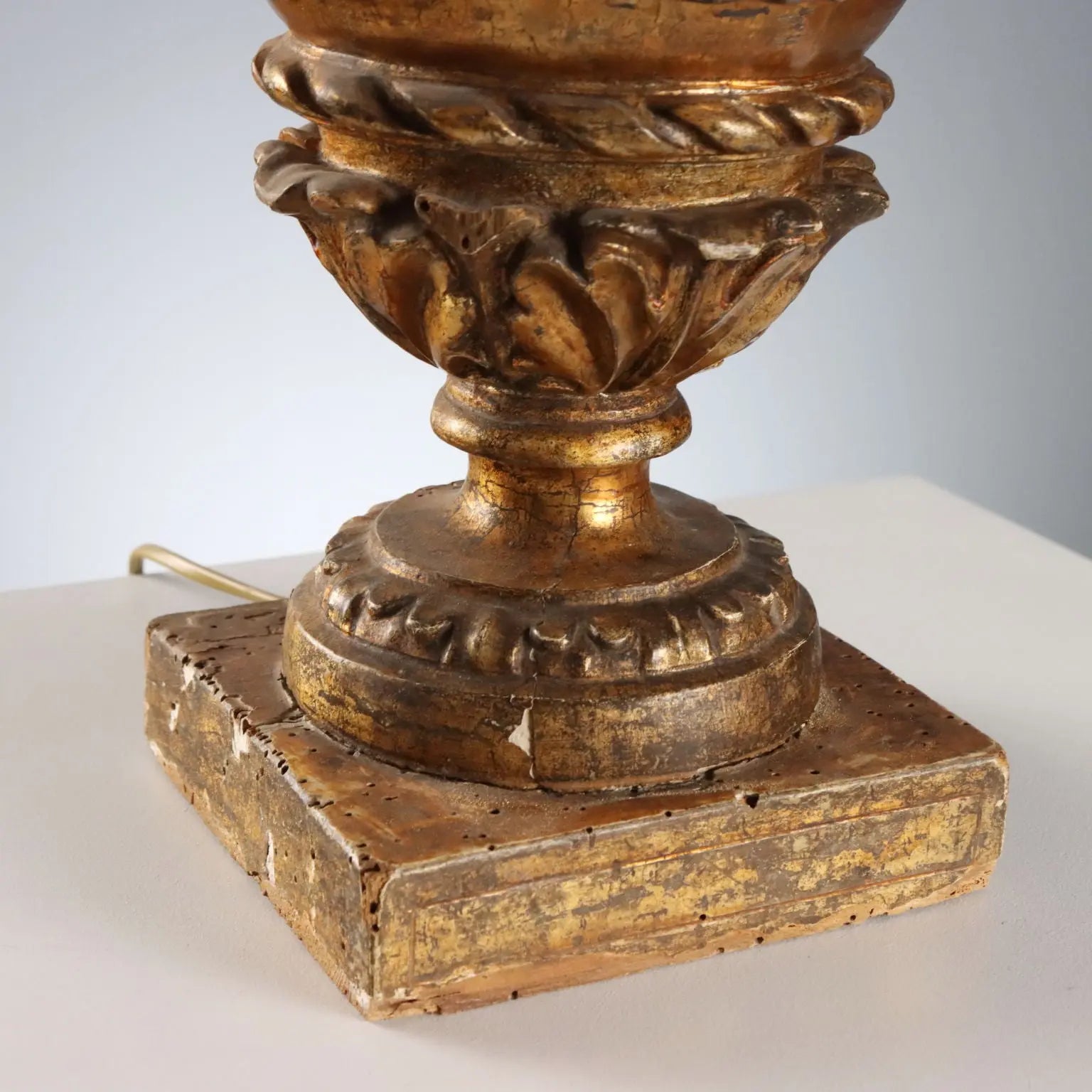 Antique Vase Shaped Lamp Neoclassical Gilded Wood XIX Century