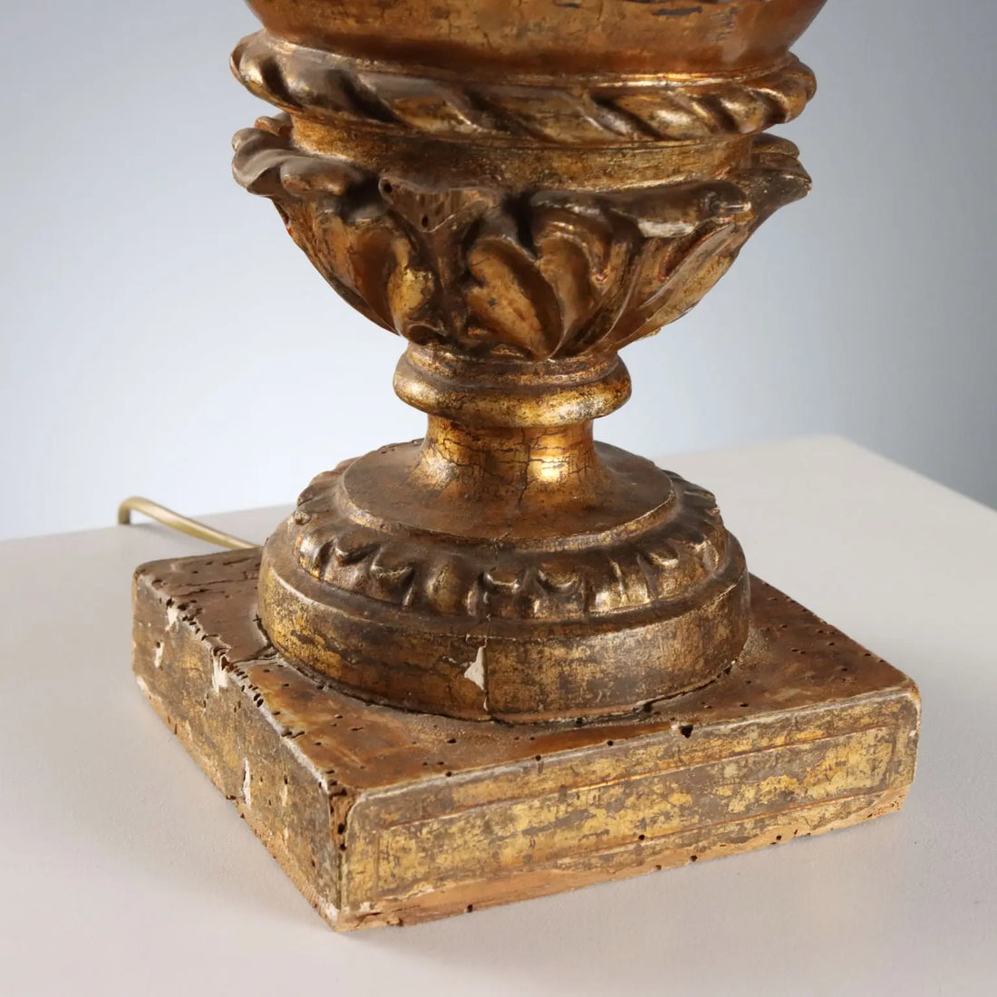 Antique Vase Shaped Lamp Neoclassical Gilded Wood XIX Century