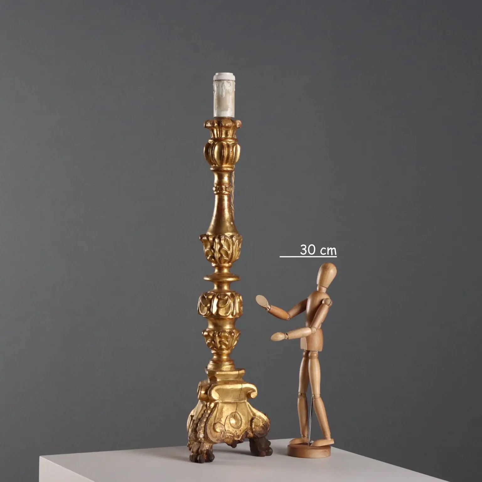 Antique Candelabra Carved Gilded Wood Italy XIX Century