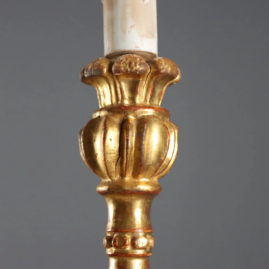 Antique Candelabra Carved Gilded Wood Italy XIX Century