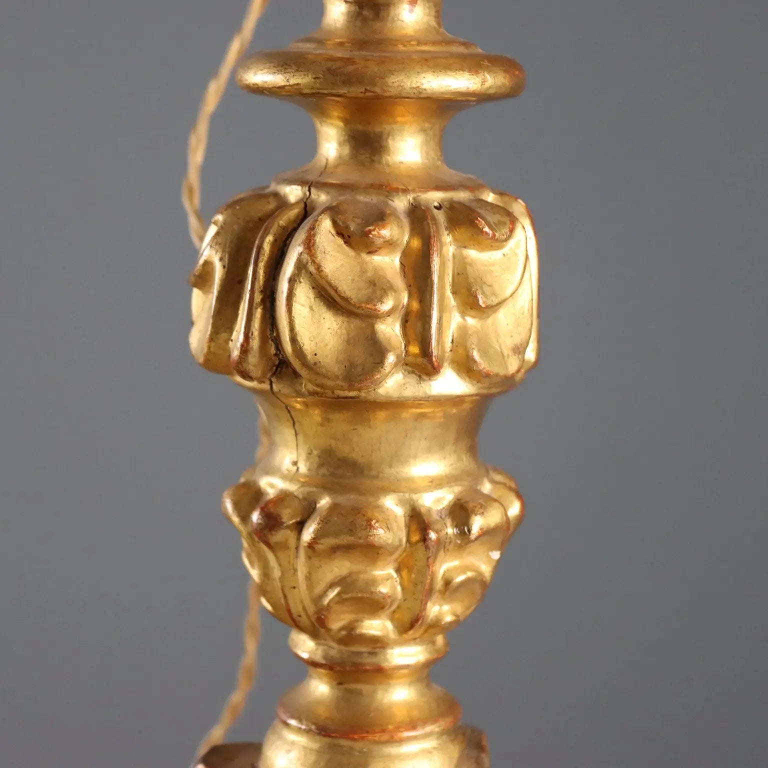 Antique Candelabra Carved Gilded Wood Italy XIX Century