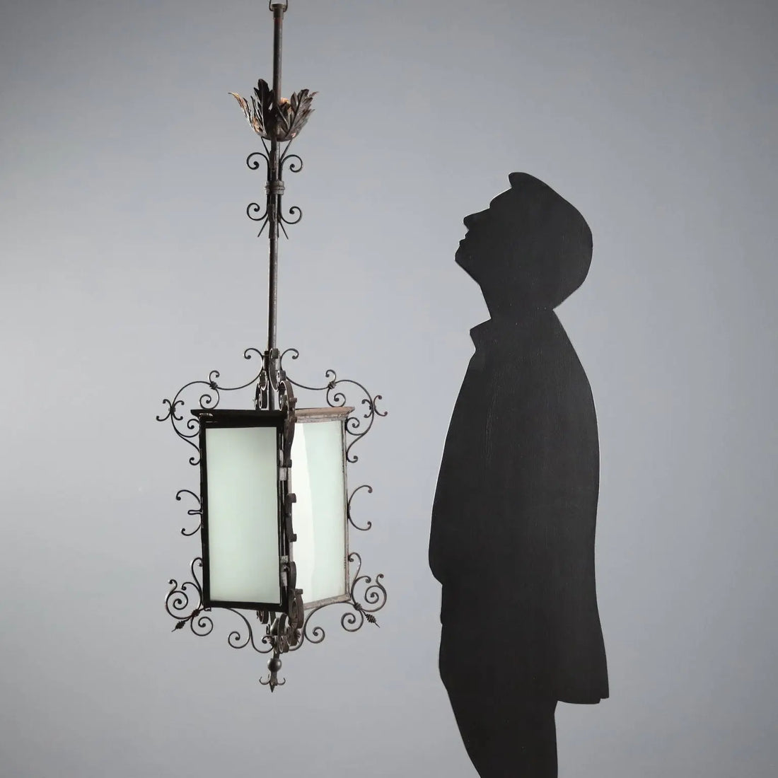 Antique Chandelier Wrought Iron Glass Italy XIX Century