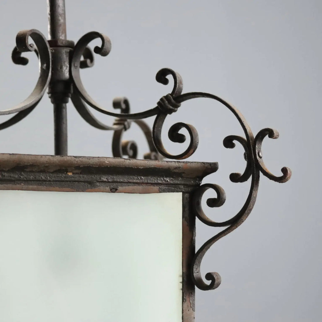 Antique Chandelier Wrought Iron Glass Italy XIX Century