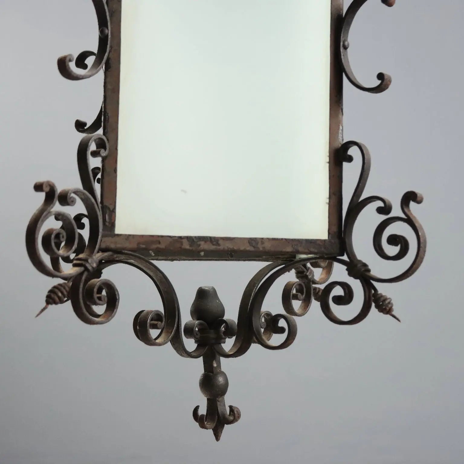 Antique Chandelier Wrought Iron Glass Italy XIX Century