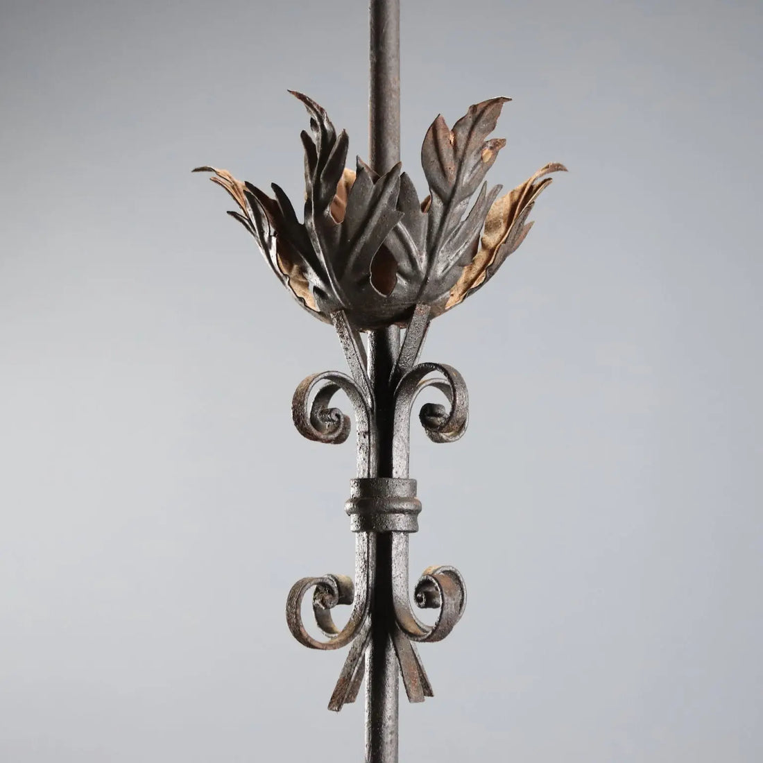 Antique Chandelier Wrought Iron Glass Italy XIX Century
