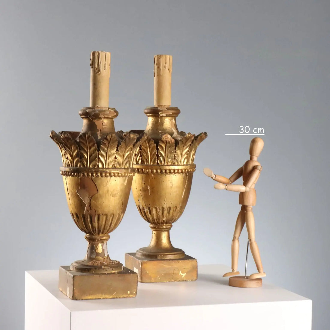 Antique Neoclassical Vases Gilded Wood Italy XVIII Century