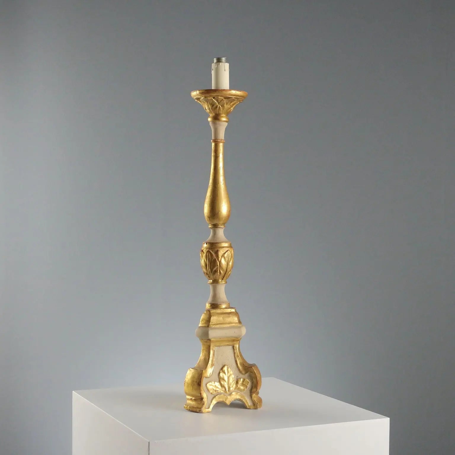 Antique Candelabra Carved Gilded Wood Italy XIX Century