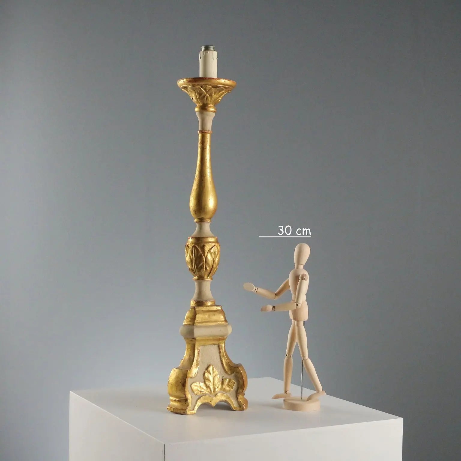 Antique Candelabra Carved Gilded Wood Italy XIX Century