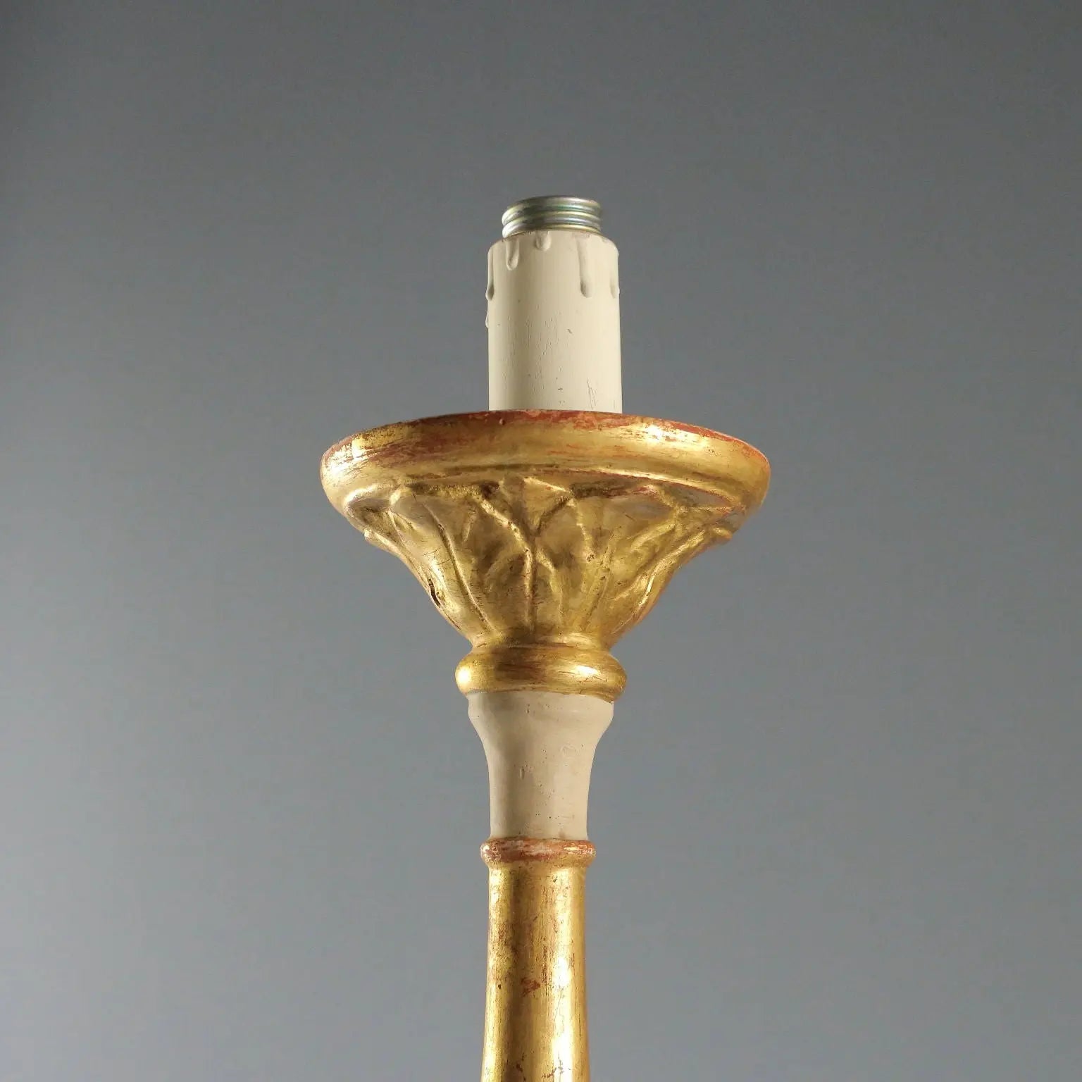 Antique Candelabra Carved Gilded Wood Italy XIX Century