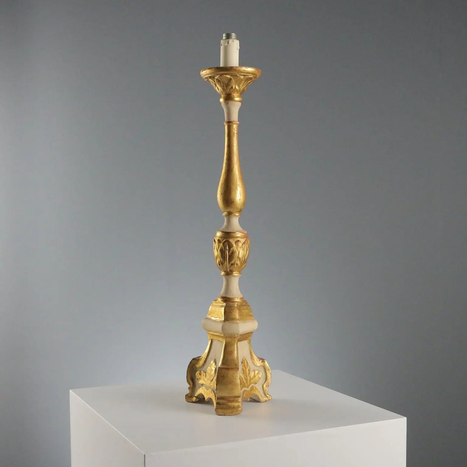 Antique Candelabra Carved Gilded Wood Italy XIX Century