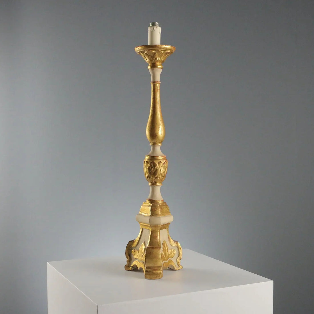 Antique Candelabra Carved Gilded Wood Italy XIX Century