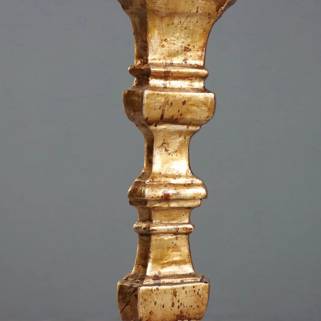Antique Candle-Holder Gilded Wood Fabric Italy XX Century