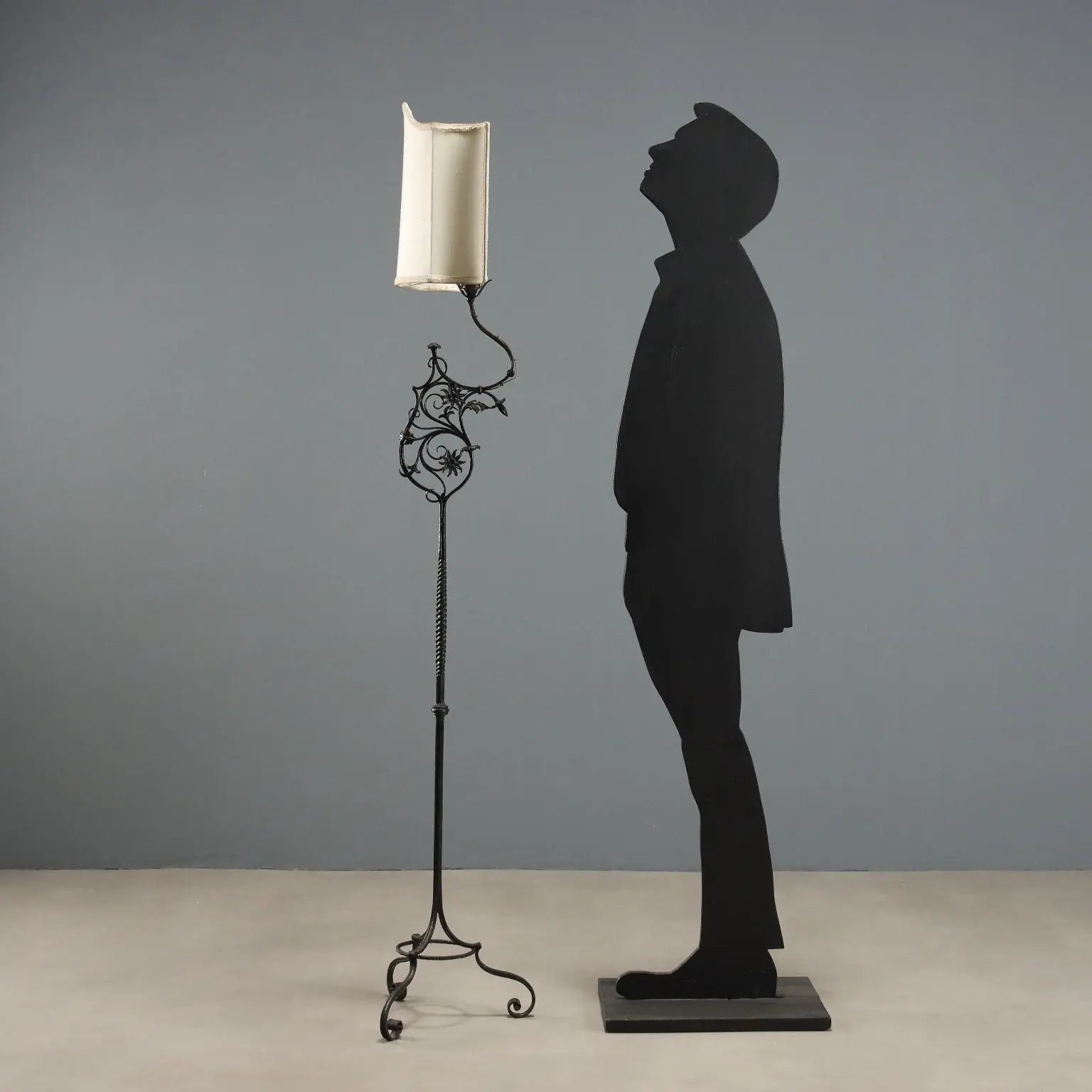 Vintage Floor Lamp Wrought Iron Design Italy 1950s