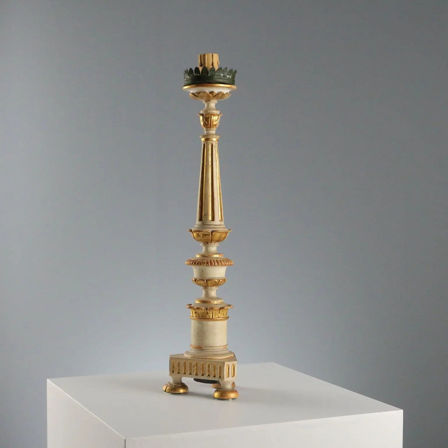 Antique Candelabra Carved Gilded Wood Italy XIX Century