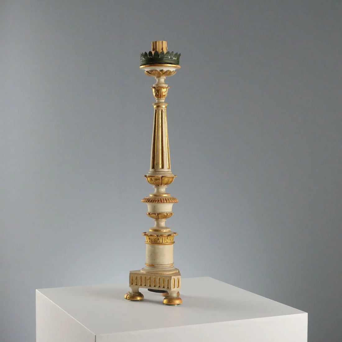 Antique Candelabra Carved Gilded Wood Italy XIX Century