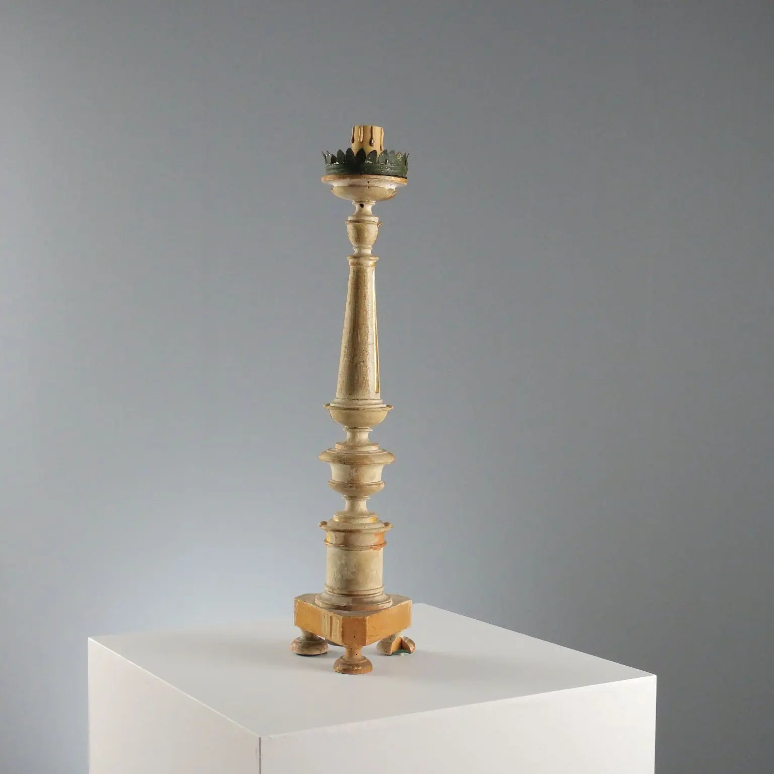 Antique Candelabra Carved Gilded Wood Italy XIX Century