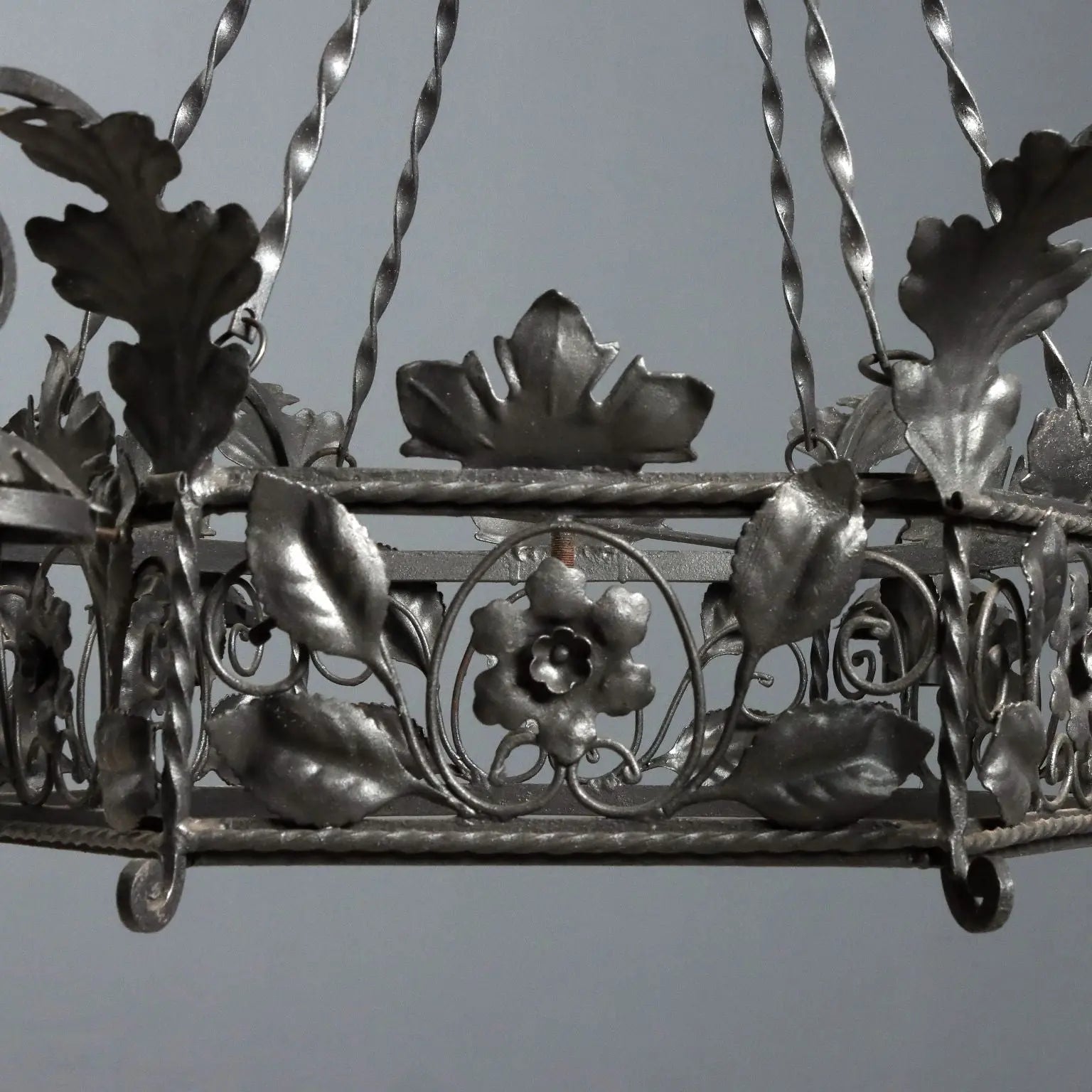 Antique Chandelier Wrought Iron Decorations Italy XX Century