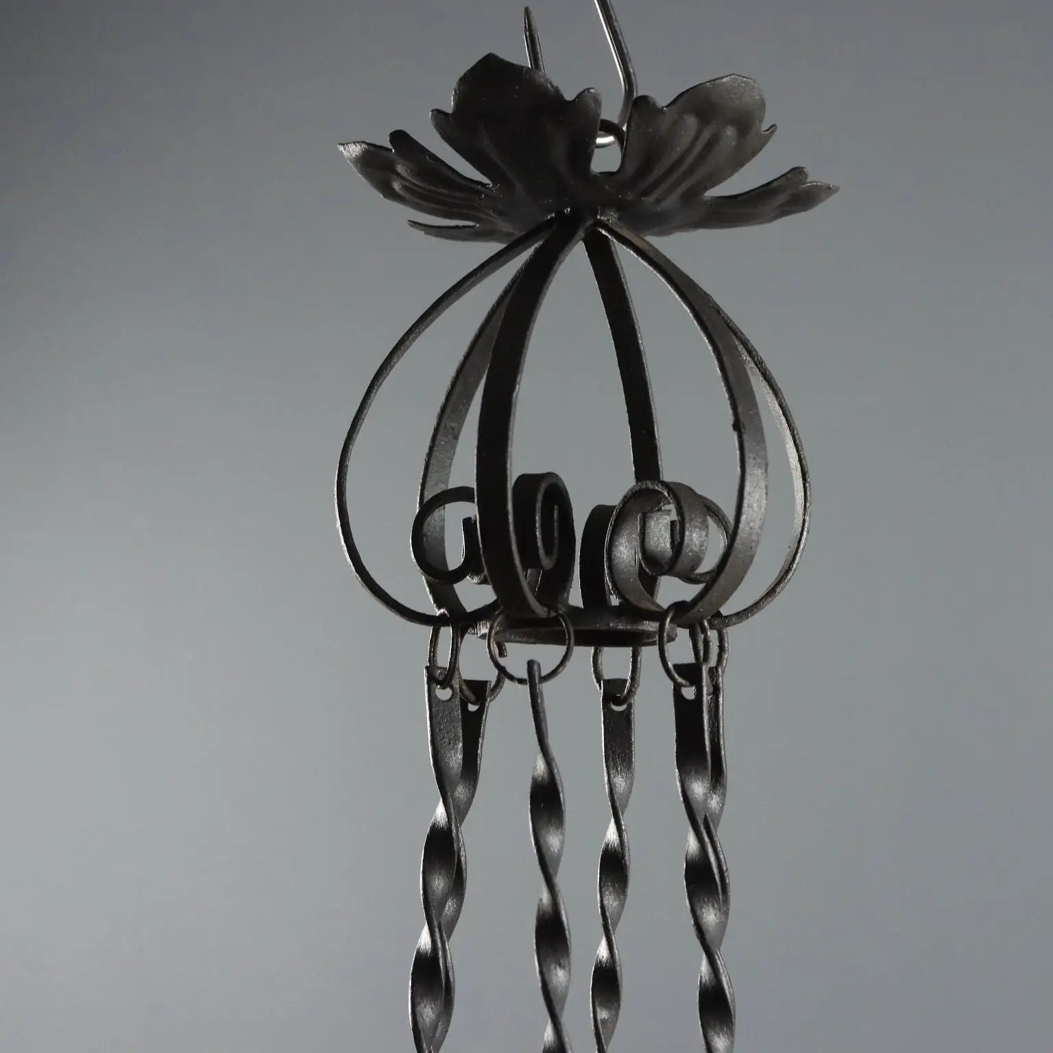 Antique Chandelier Wrought Iron Decorations Italy XX Century