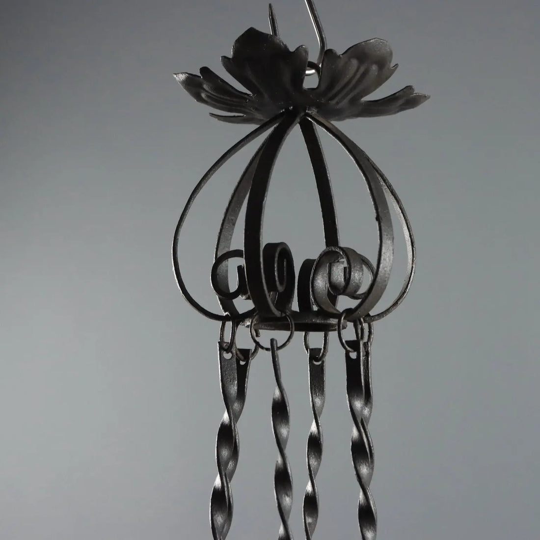 Antique Chandelier Wrought Iron Decorations Italy XX Century