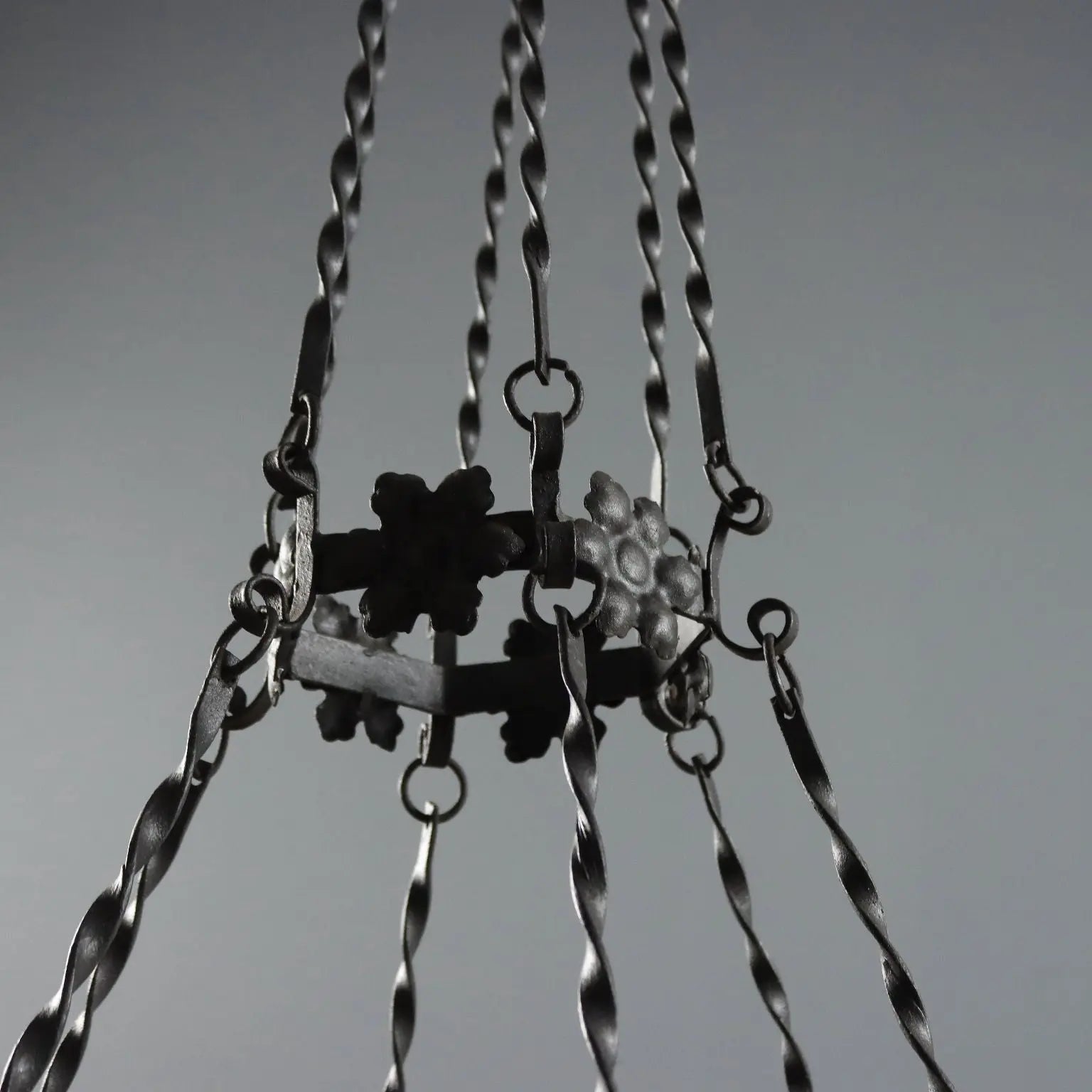 Antique Chandelier Wrought Iron Decorations Italy XX Century