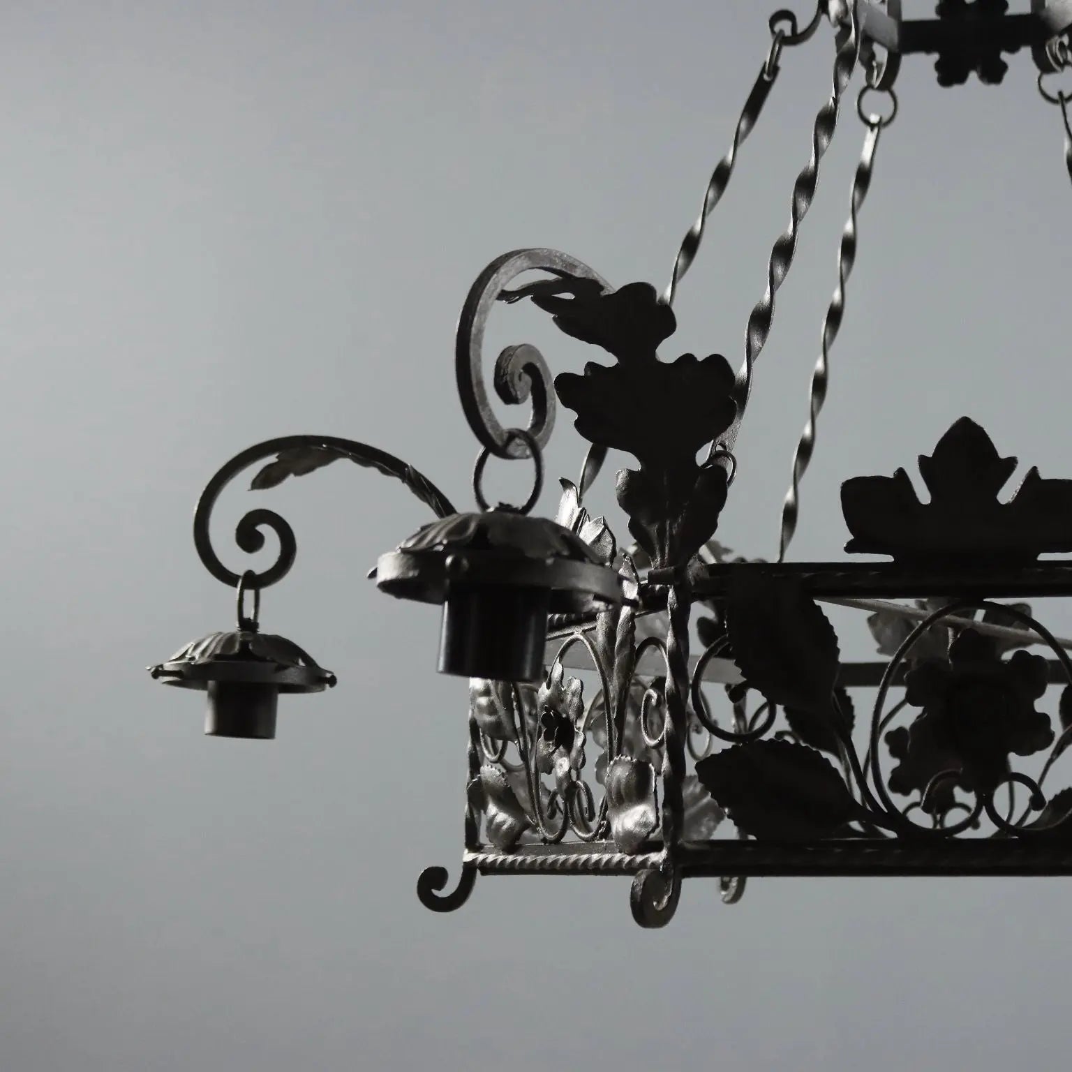 Antique Chandelier Wrought Iron Decorations Italy XX Century