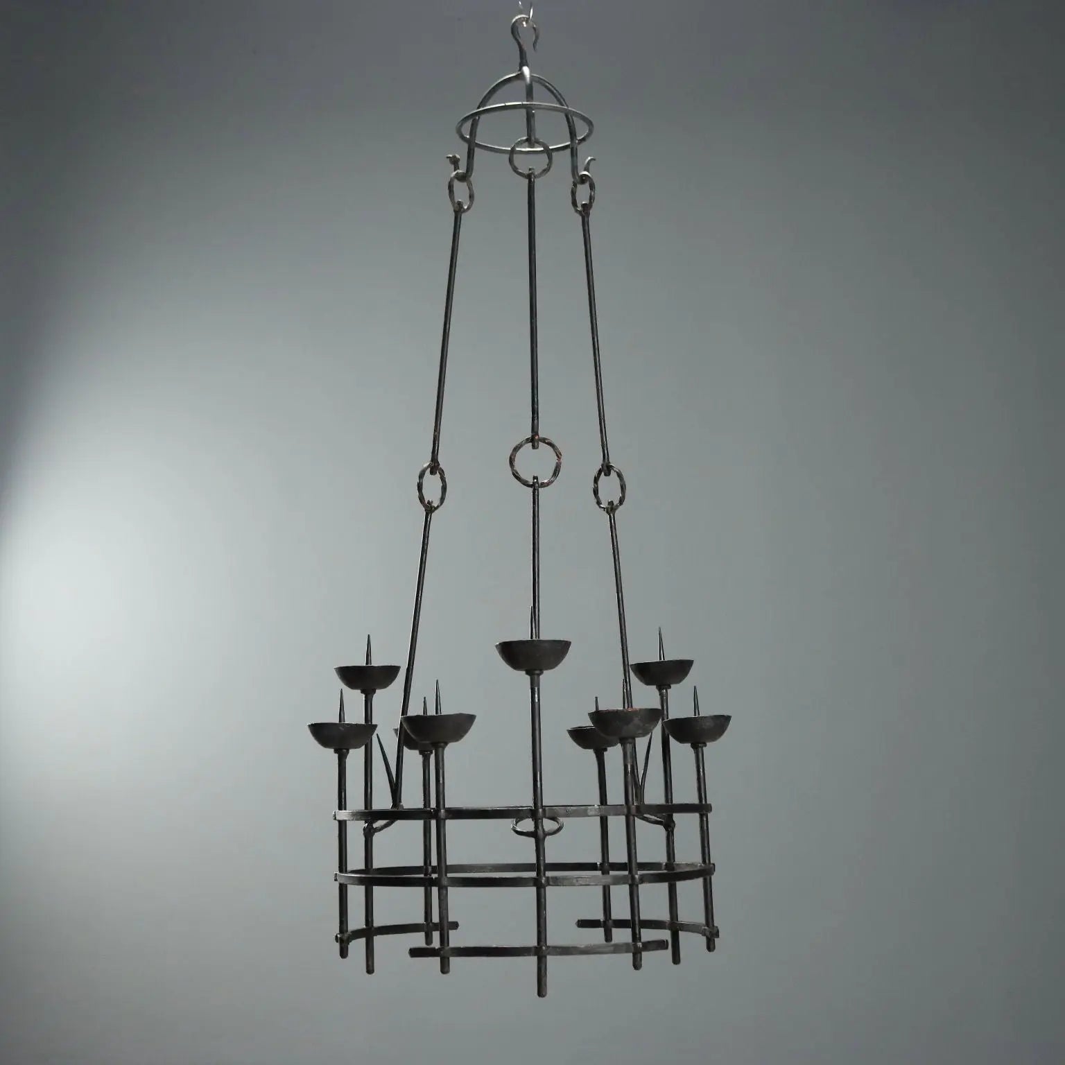 Wrought Iron Chandelier by A. Gerardi, 19th Century