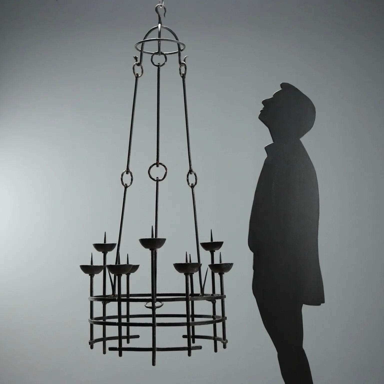 Wrought Iron Chandelier by A. Gerardi, 19th Century