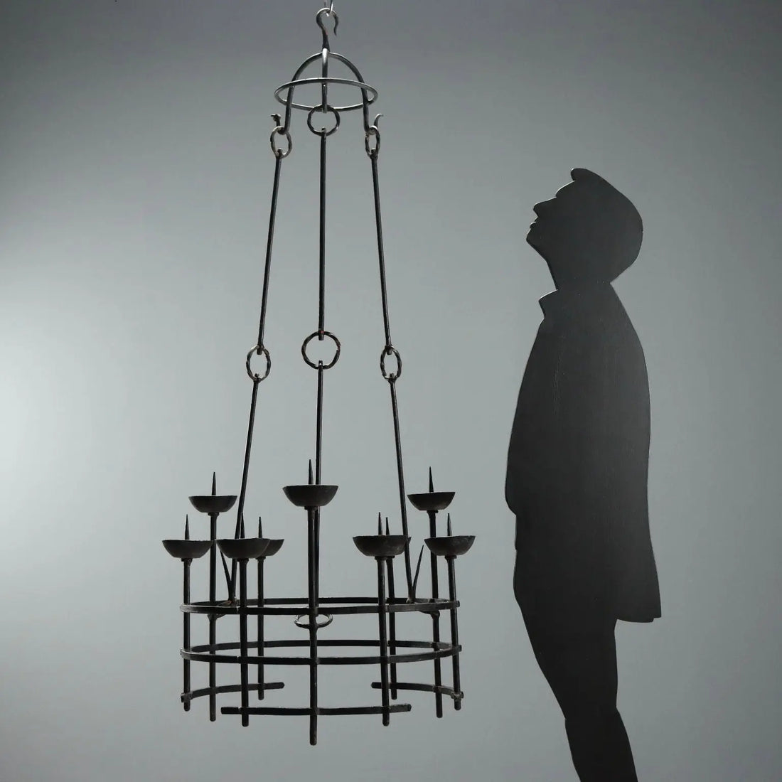 Wrought Iron Chandelier by A. Gerardi, 19th Century