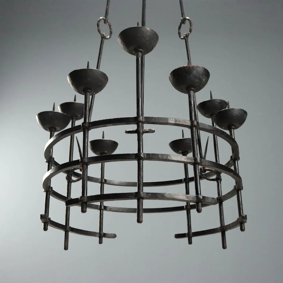 Wrought Iron Chandelier by A. Gerardi, 19th Century