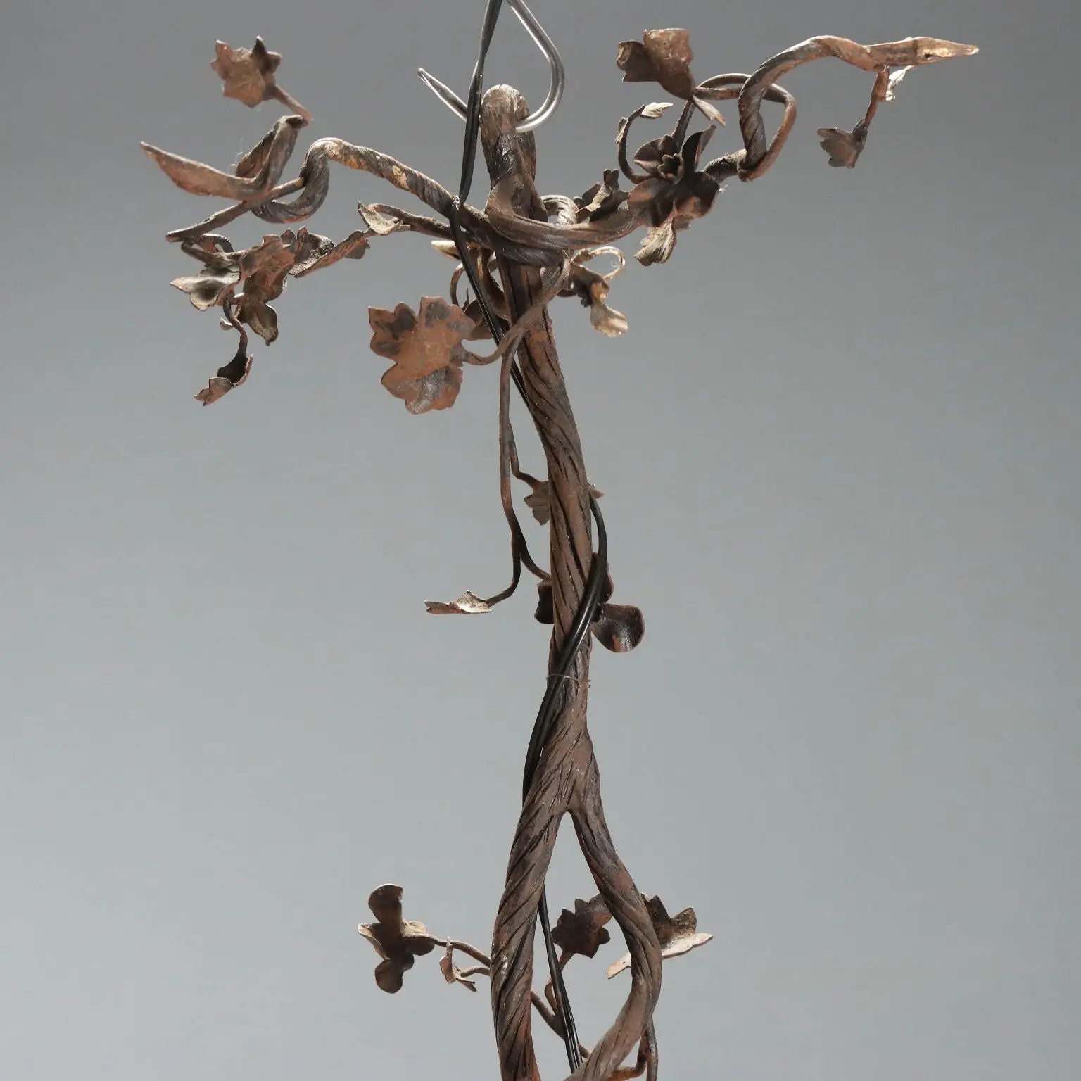 Antique Chandelier Iron Flower Decorations Glass Italy XIX Century