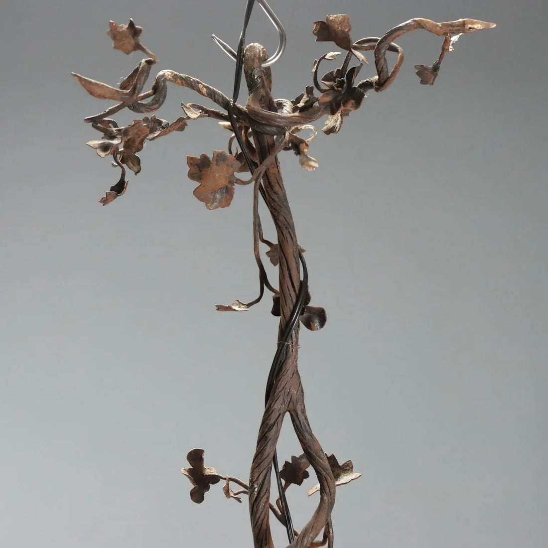Antique Chandelier Iron Flower Decorations Glass Italy XIX Century